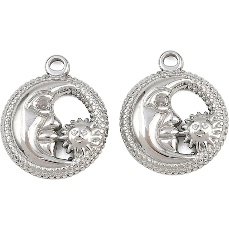 304 Stainless Steel Moon and Sun Charms, 21.5x18x3mm — Charms & Pendants