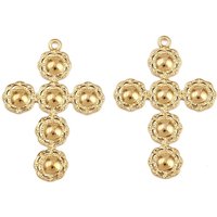 304 Stainless Steel Cross Charms with 18K Gold Plating