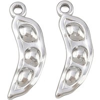 304 Stainless Steel Pea Charms Pendants with 1.6mm Hole