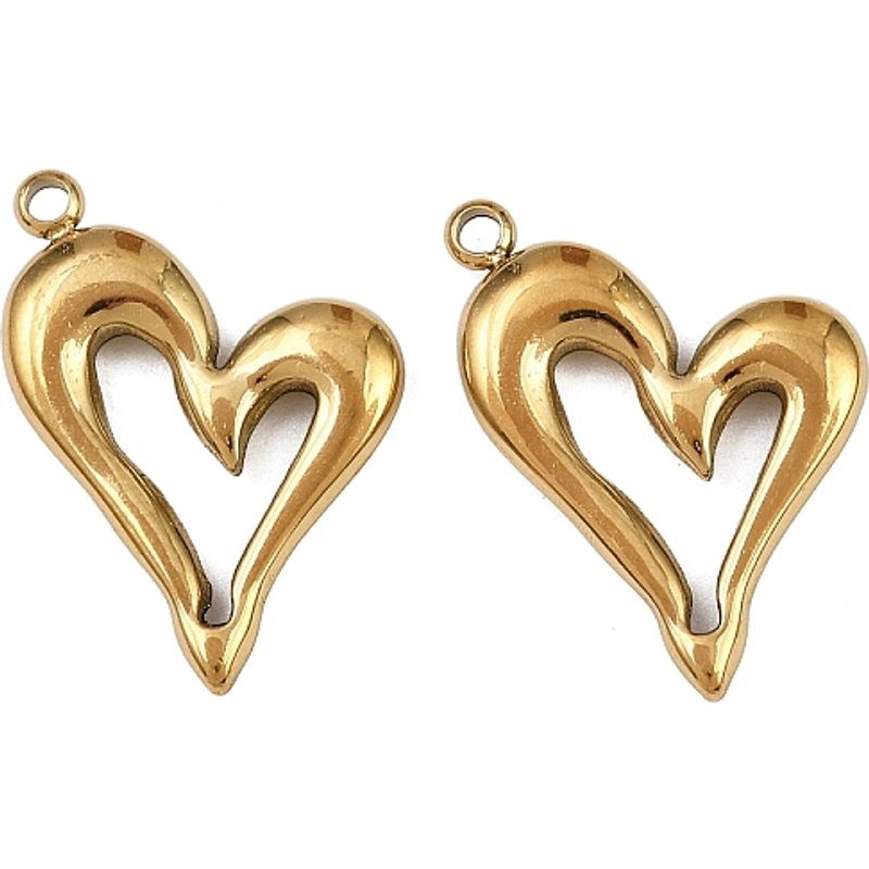Pendentifs en Acier Inoxydable 304 avec Charms en Forme de Coeur en Or 18K — Breloques et pendentifs