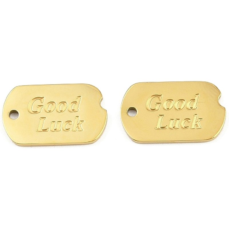 Charm en Acier Inoxydable 304 Rectangle avec Inscription Bonne Chance — Breloques et pendentifs
