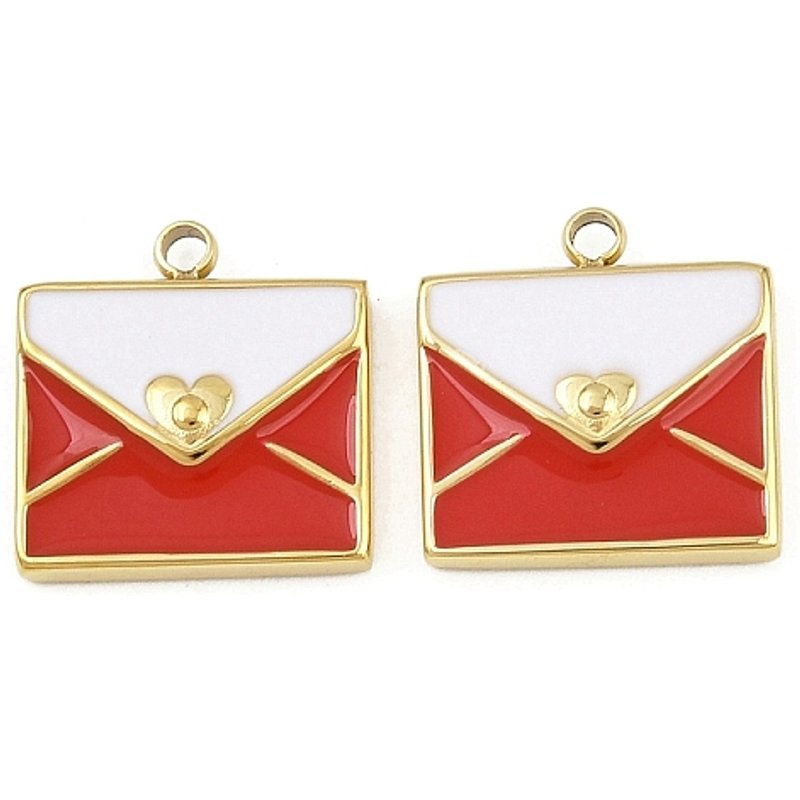 Charmes Enveloppe en Acier Inoxydable 304 avec Plaquage en Or 18K — Breloques et pendentifs