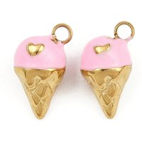 304 Stainless Steel Ice Cream Charms with 18K Gold Plating