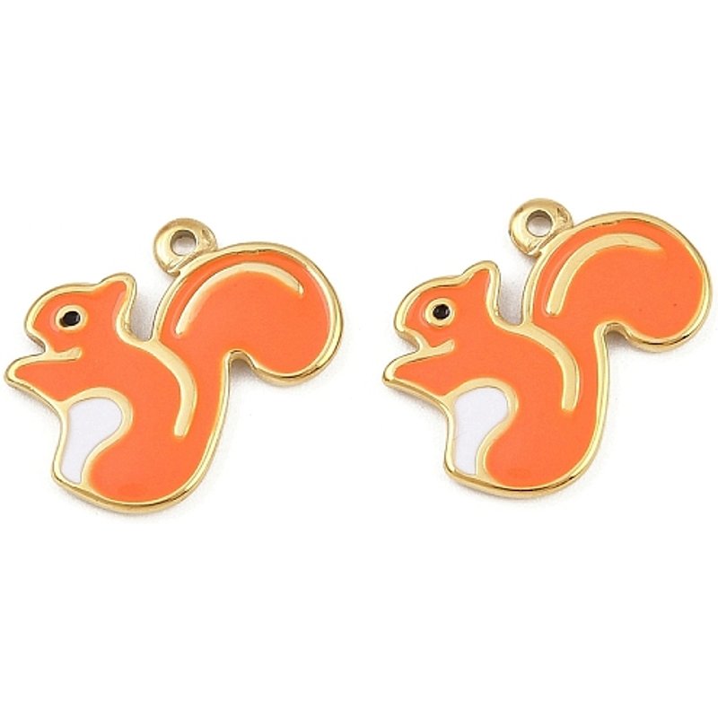 Pendentif Émaillé en Acier Inoxydable 304, Écureuil avec Plaquage en Or 18K — Breloques et pendentifs