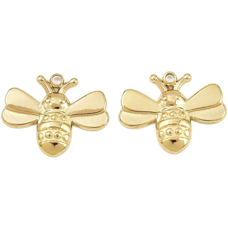 Charms en Acier Inoxydable 304, Abeilles avec Plaquage en Or 18K — Breloques et pendentifs