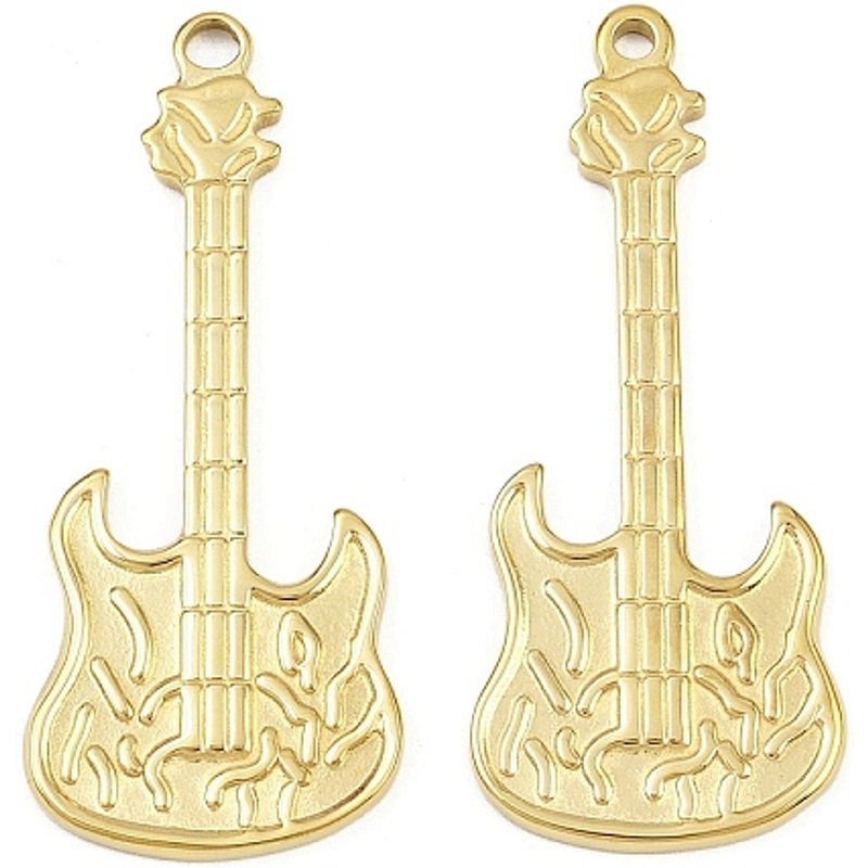 Pendentif en Acier Inoxydable 304 en Forme de Guitare avec Plaquage en Or 18K — Breloques et pendentifs