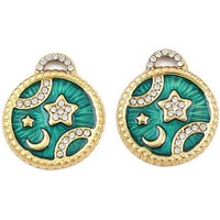 304 Stainless Steel Rhinestone Pendant with Star, 18K Gold Plated