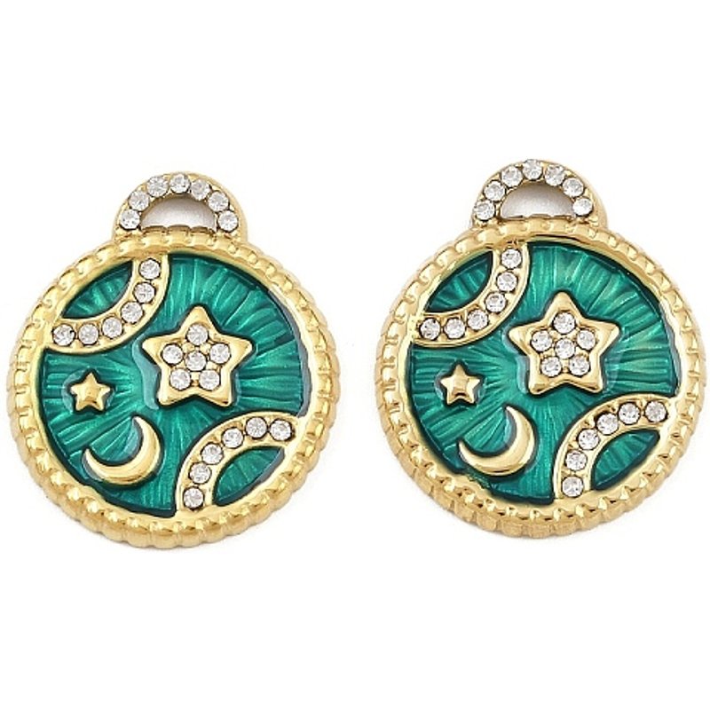 Pendentif en Acier Inoxydable 304 avec Strass et Étoile, Plaqué Or 18K — Breloques et pendentifs