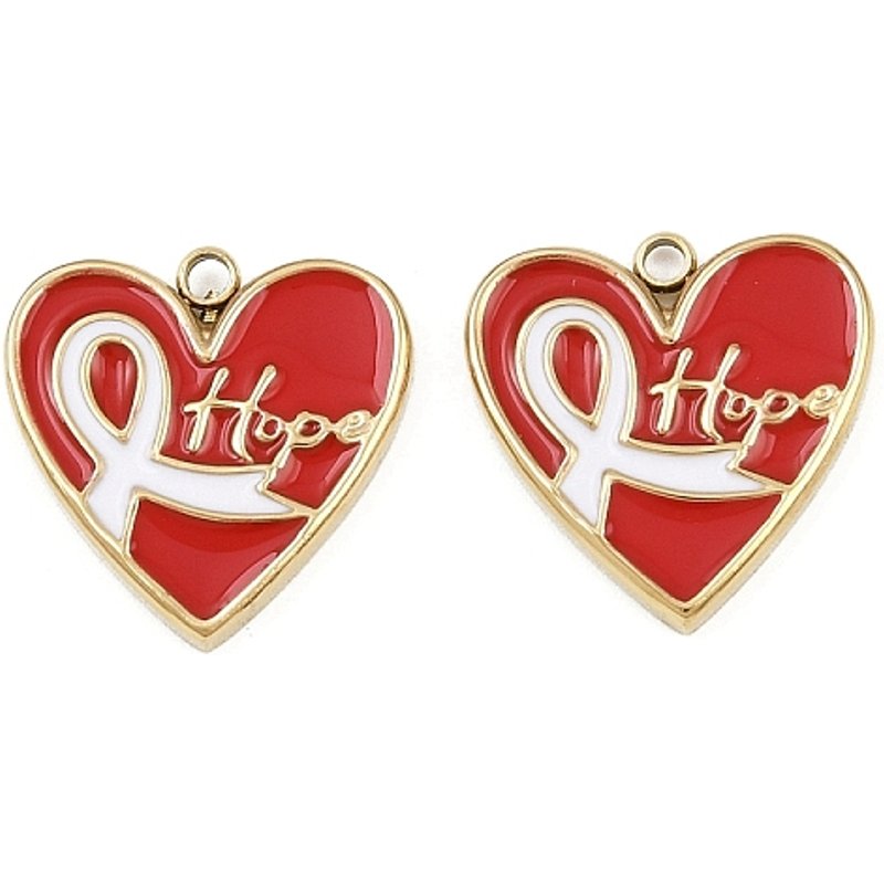 Pendentif en Acier Inoxydable 304 en Forme de Cœur avec Espoir, Plaqué Or 18K — Breloques et pendentifs