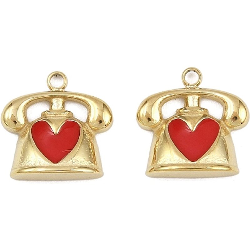 Pendentif en Acier Inoxydable 304 avec Charms Téléphone et Coeur — Breloques et pendentifs