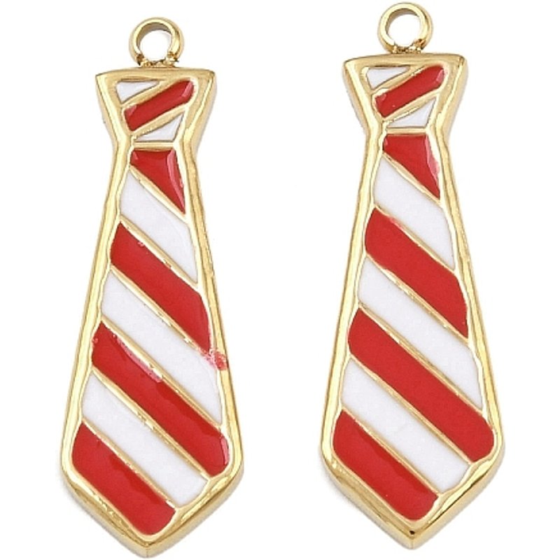 Pendentif en Émail en Acier Inoxydable 304 - Rouge, Plaqué Or 18K — Breloques et pendentifs
