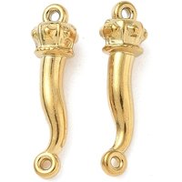 Corne italienne en acier inoxydable 304 avec maillons couronnés, plaqué or 18K — Accessoires pour bijoux