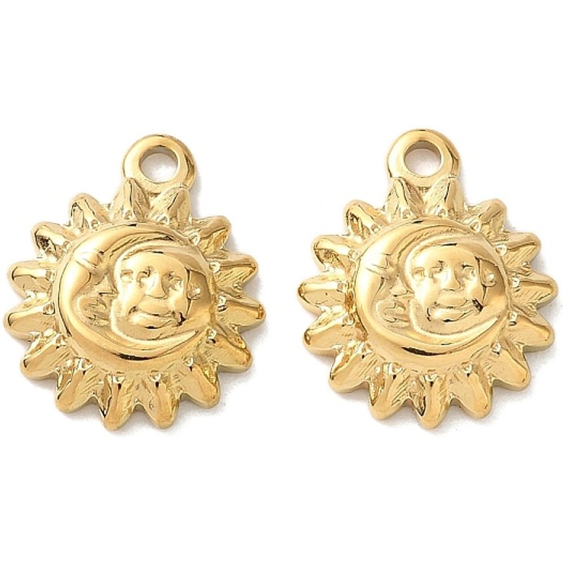 Pendentif en Acier Inoxydable 304, Soleil, Plaqué Or 18K — Breloques et pendentifs
