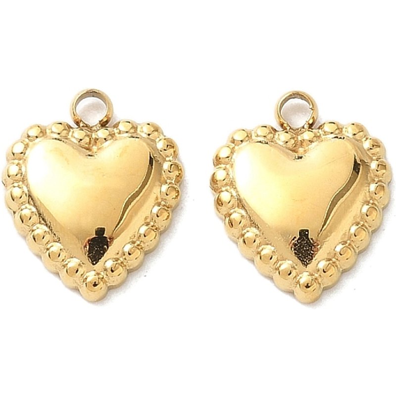 Charm en acier inoxydable 304 en forme de cœur avec plaquage en or 18K — Breloques et pendentifs