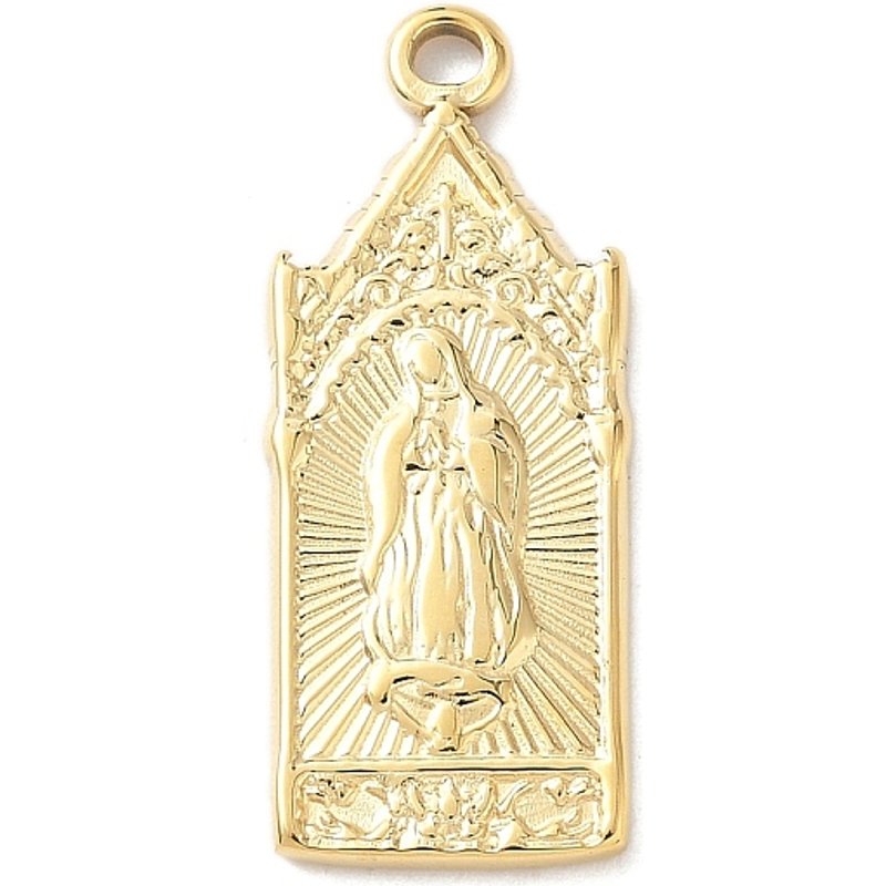 304 Stainless Steel Virgin Mary Pendant, 18K Gold Plated — Charms & Pendants