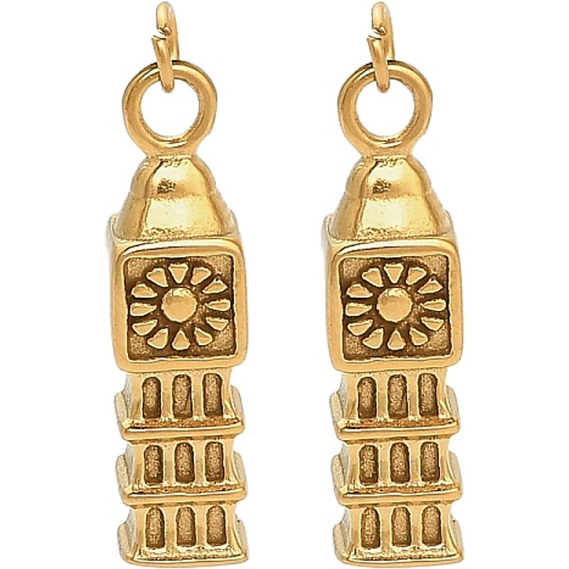 Pendentif Belfry en Acier Inoxydable 304 avec Anneau, Plaqué Or — Breloques et pendentifs