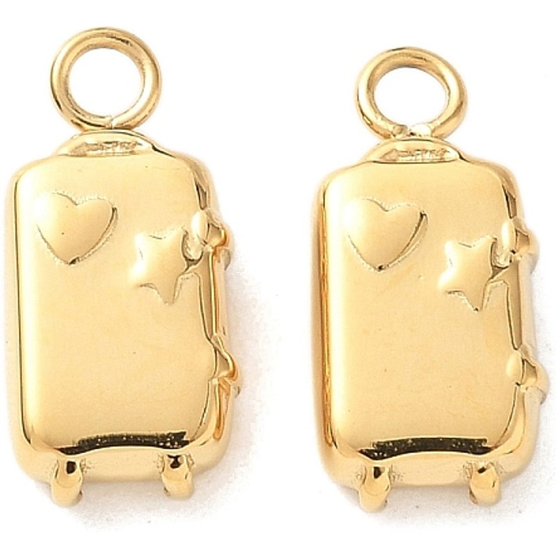 Pendentif en acier inoxydable 304, valise, plaqué or 18K — Breloques et pendentifs