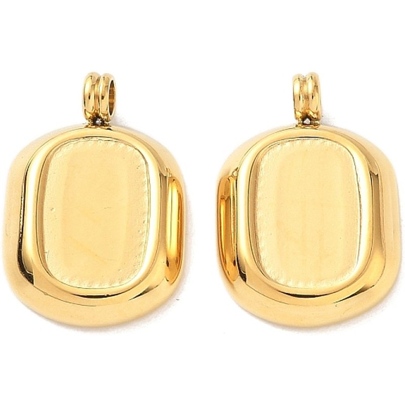 304 Stainless Steel Rectangle Pendants with 18K Gold Plating — Charms & Pendants