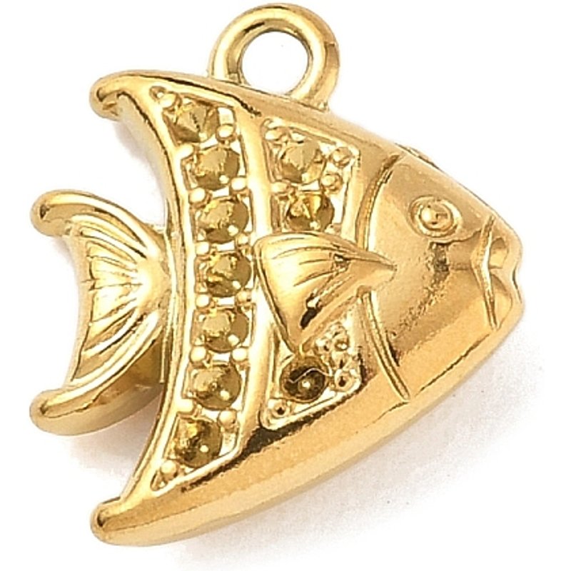 304 Stainless Steel Fish Pendant with 18K Gold Plating — Charms & Pendants