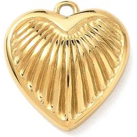 304 Stainless Steel Heart Pendant with 18K Gold Plating