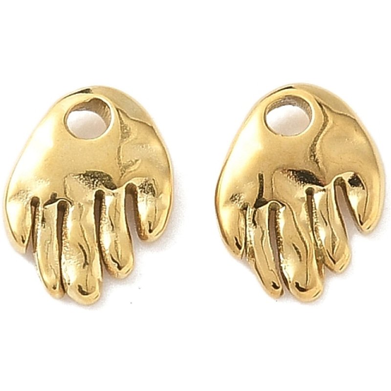 304 Stainless Steel Hand Charm with 18K Gold Plating — Charms & Pendants