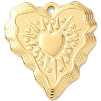 304 Stainless Steel Heart Pendant with 18K Gold Plating