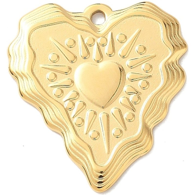 304 Stainless Steel Heart Pendant with 18K Gold Plating — Charms & Pendants