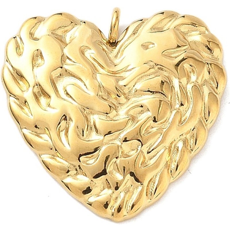 Pendentif en Acier Inoxydable 304, Coeur, Plaqué Or 18K — Breloques et pendentifs