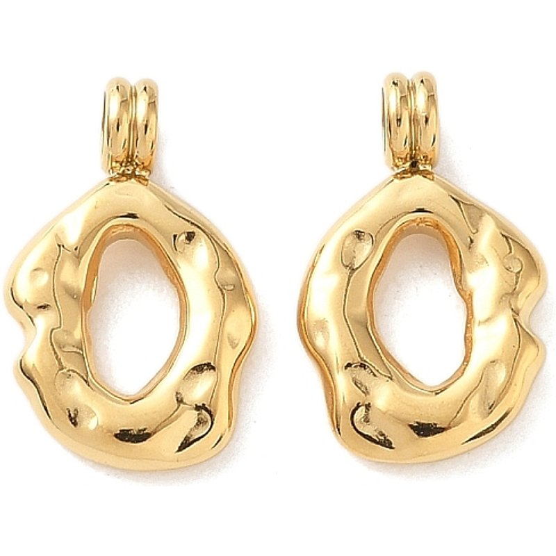 Pendants Ovales en Acier Inoxydable 304 avec Plaquage en Or 18K — Breloques et pendentifs