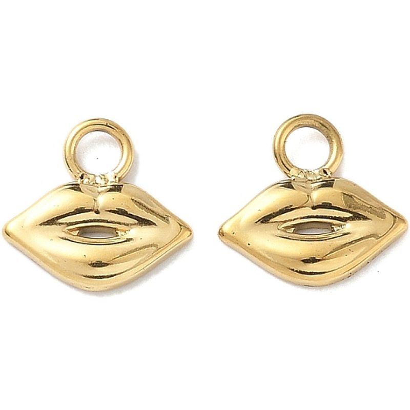 Charms en Acier Inoxydable 304, Lèvres, Plaqué Or 18K, 10x10.5mm — Breloques et pendentifs