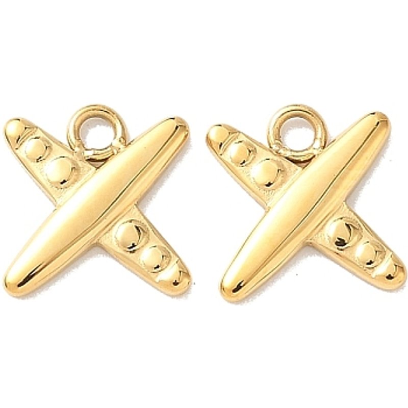 Charms en acier inoxydable 304, Charms d'avion, plaqué or 18K — Breloques et pendentifs