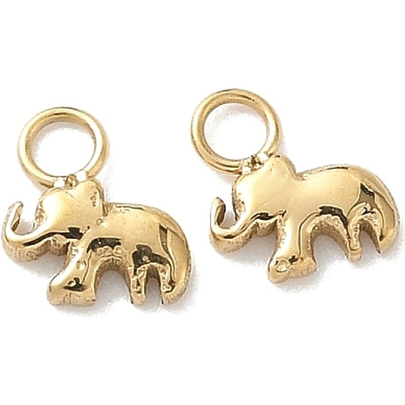 Charms Éléphant en Acier Inoxydable 304 avec Plaquage en Or 18K — Breloques et pendentifs