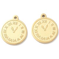 304 Stainless Steel Clock Charm with 18K Gold Plating