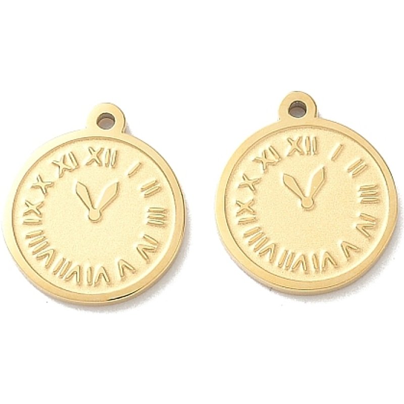 Charm en acier inoxydable 304, design horloge avec plaquage or 18K — Breloques et pendentifs