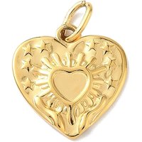 Pendentif en Acier Inoxydable 304 en Forme de Coeur avec Anneau, Plaqué Or 18K — Breloques et pendentifs