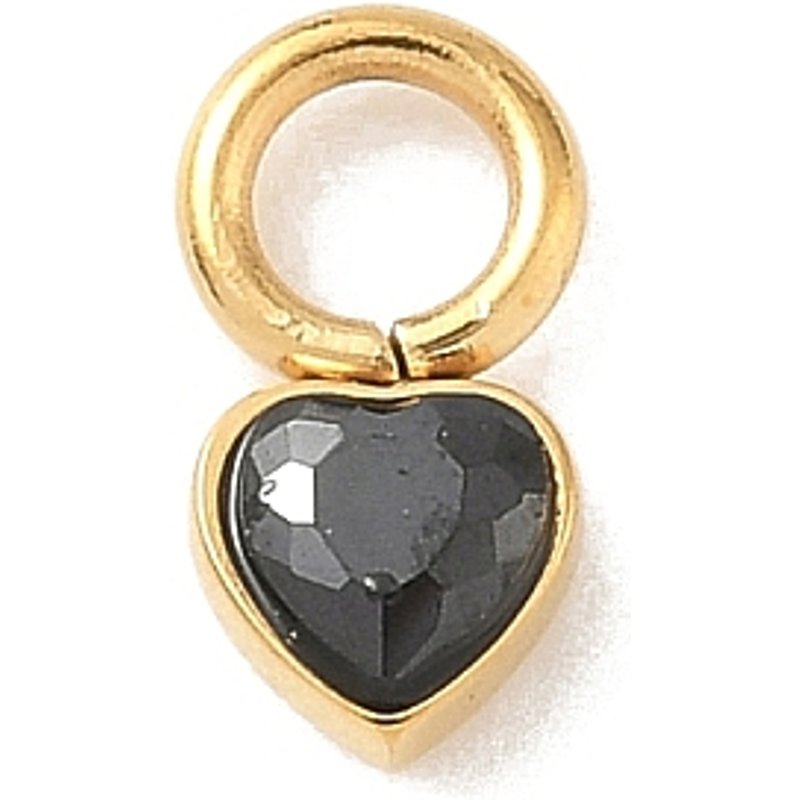 Charms en acier inoxydable 304 en forme de cœur avec verre et plaquage or 18K — Breloques et pendentifs