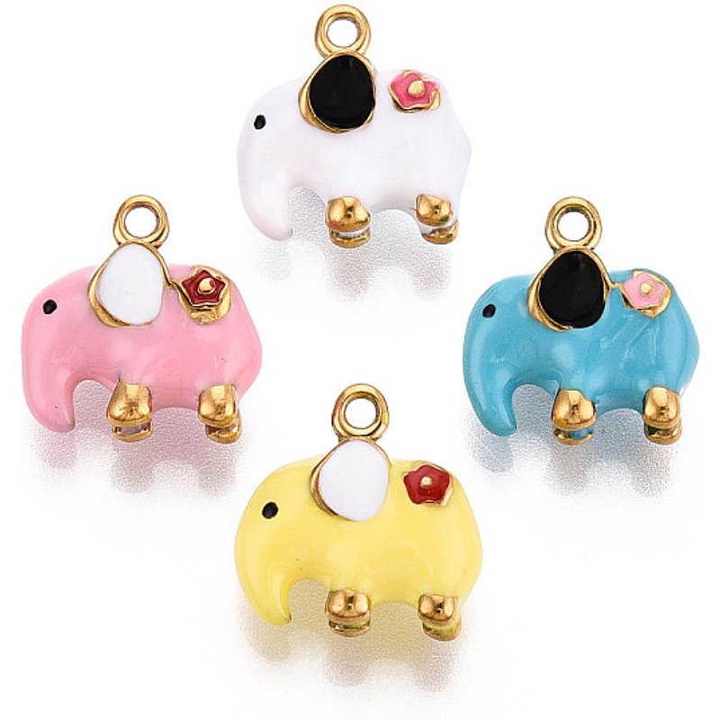 Charms d'Éléphant en Acier Inoxydable 304 avec Plaquage en Or 18K — Breloques et pendentifs