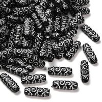 Opaque Acrylic Rectangle Beads, Black with Silver Metal Enlace — Jewelry Beads