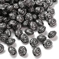 Opaque Acrylic Rondelle Beads, Black with Silver Metal Enlace — Jewelry Beads
