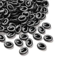 Perles Acryliques Opaques Noires avec Enlacement Métallique Argenté, 581pcs