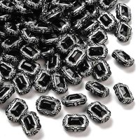 Perles Acryliques Opaques Noires avec Enlacement Métallique Argenté, 510pcs — Perles à bijoux