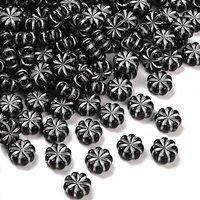 Opaque Black Acrylic Beads with Silver Metal Enlace, Flat Round — Jewelry Beads