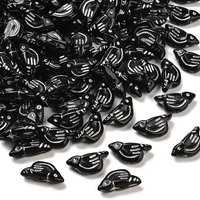 Opaque Acrylic Black Bird Beads with Silver Metal Enlace, 724pcs