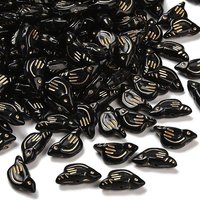 Opaque Acrylic Bird Beads with Golden Metal Enlace, Black