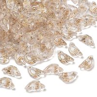 Transparent Acrylic Bird Beads with Golden Metal Enlace, Clear