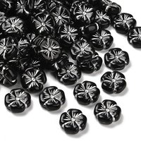 Perles Acryliques Opaques, Fleur, Enlacement Métal Argent, Noir, 238pcs — Perles à bijoux