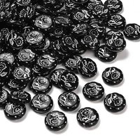 Perles Acryliques Opaques en Fleur, Noires avec Enlacement Métallique Argenté, 373pcs — Perles à bijoux