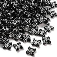 Perles Acryliques Opaques en Fleur avec Métal Argenté, Noires, 769pcs — Perles à bijoux