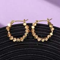 Brass Polygon Hoop Earrings with Stainless Steel Pins, Nickel Free — Hoop Earrings