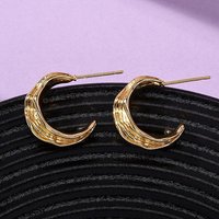 Boucles d'oreilles en laiton en forme de C, sans nickel, plaquées or 18K — Bijoux fantaisie